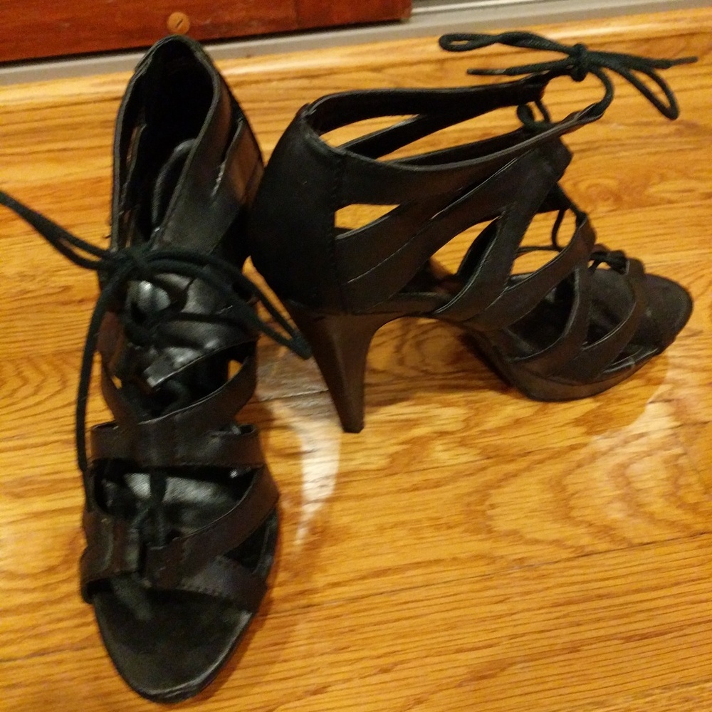 Chinese Laundry Black Lace Up Heels Womens 7.5 M